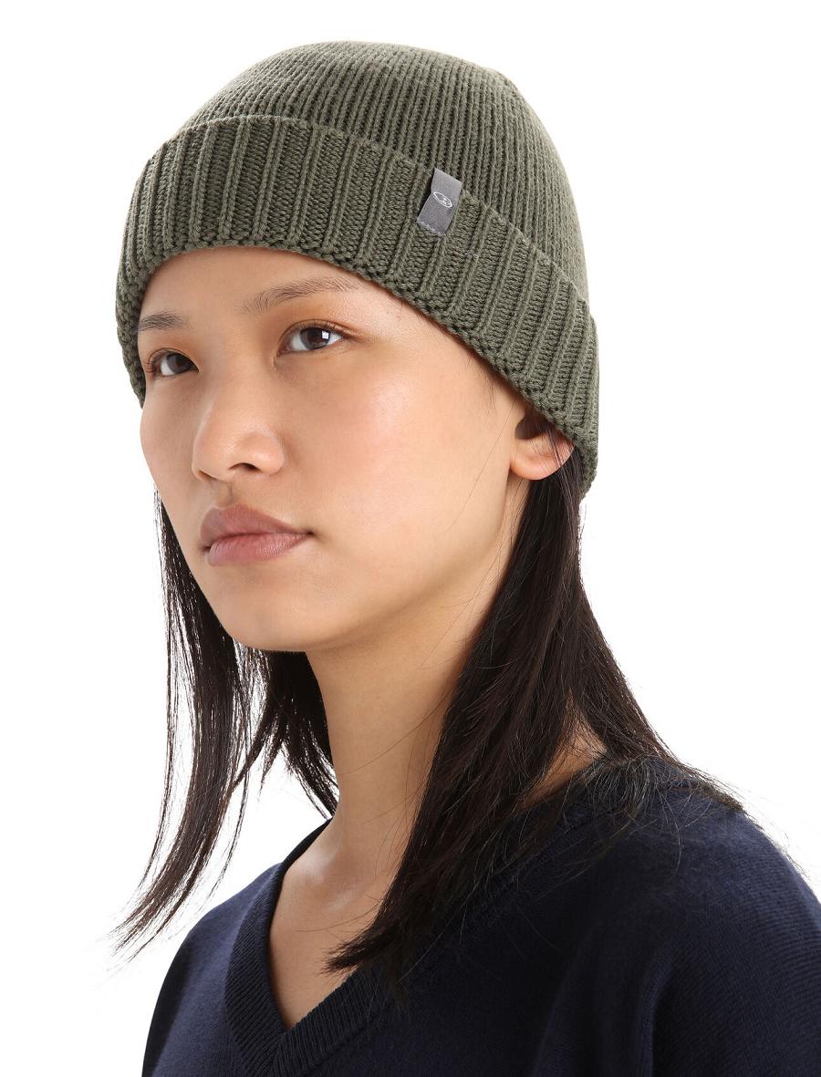 Loden Men's Icebreaker Unisex Merino Vela Cuff Beanie Hats | USA 1089LISH